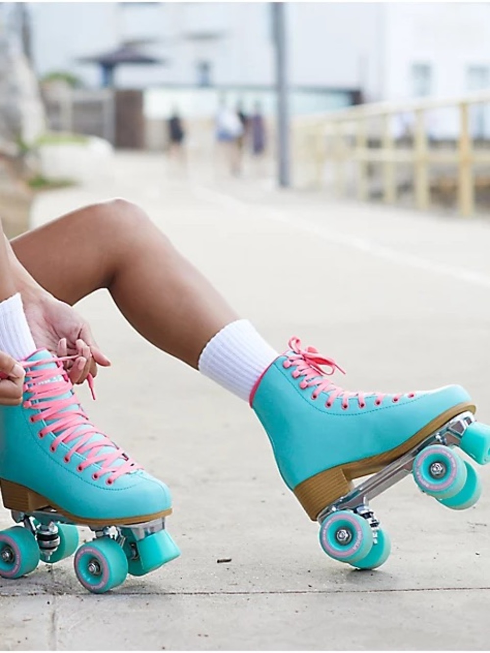 Impala Aqua Roller Skates with Pink Laces